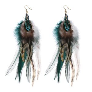Bohemian Style Multicolor Pheasant Feathers Dangle Earrings Large Feather